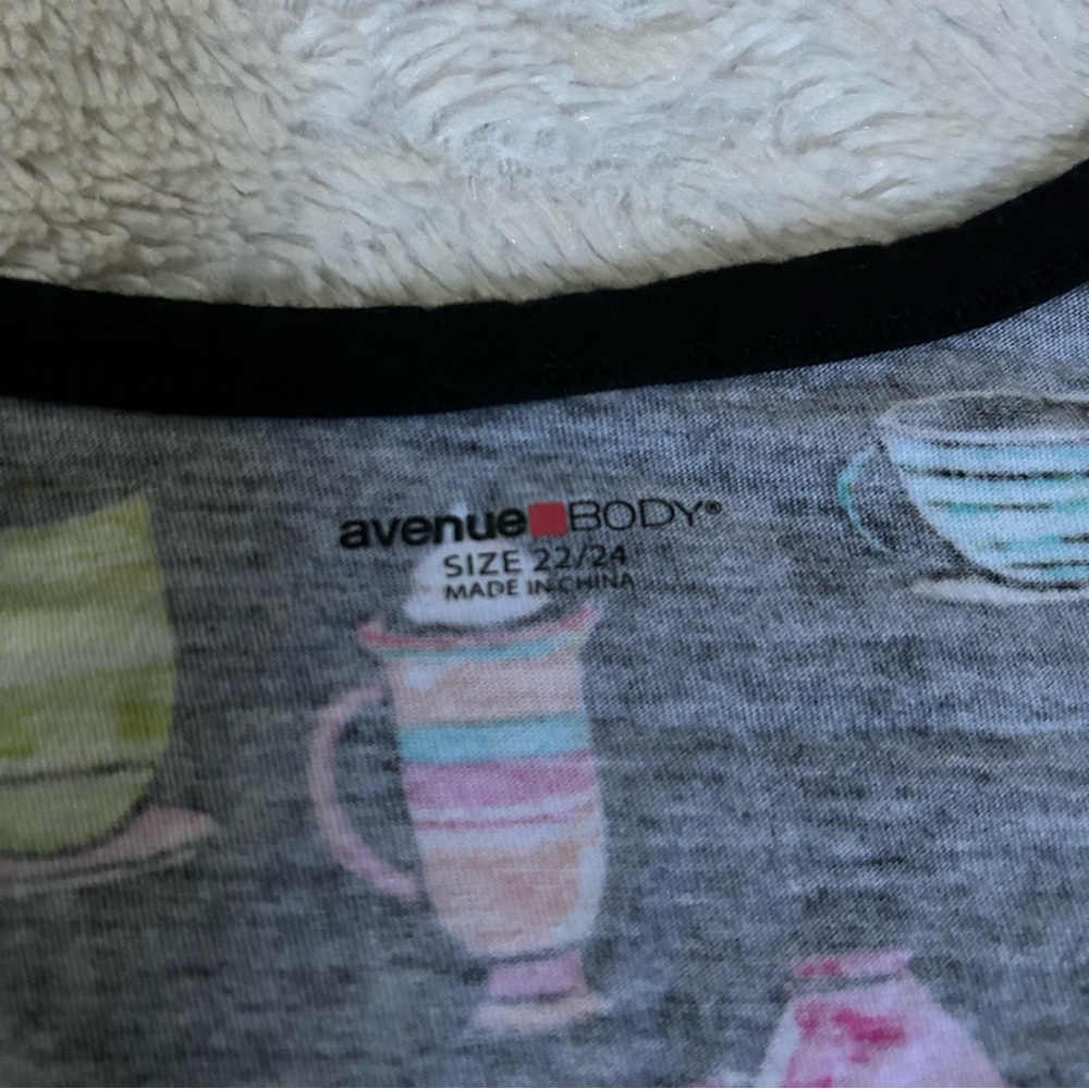 Avenue Body - Black Coffee Lovers Cotton Blend Nightgown Lounge Dress - 22/24 - Picture 6 of 9